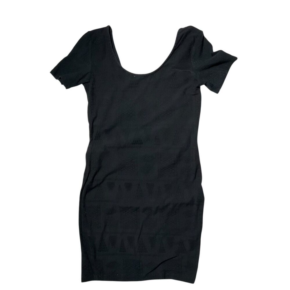 Garage black textured knit mini dress M short sleeve - Picture 2 of 5